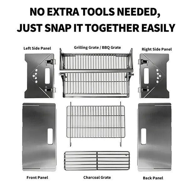 Flip Rotatable BBQ Grill｜Portable Foldable Stainless Steel