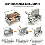 Flip Rotatable BBQ Grill｜Portable Foldable Stainless Steel