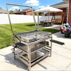 Adjustable Rotating Stainless Steel Charcoal BBQ Grill